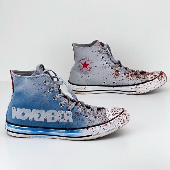 Converse Hightop Shoes Limited Edition Leather Unisex  Paint Splatter - Picture 4 of 10